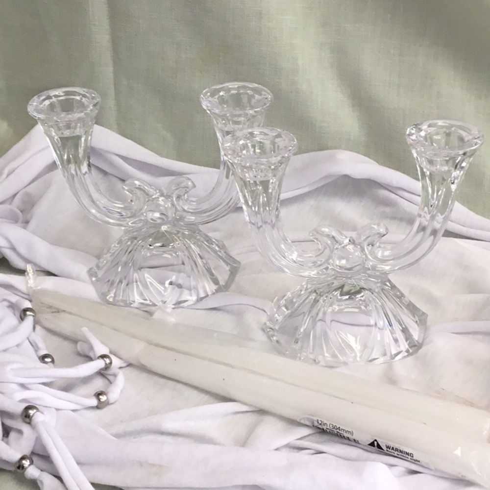 2 Vintage Crystal Candle Holder’s